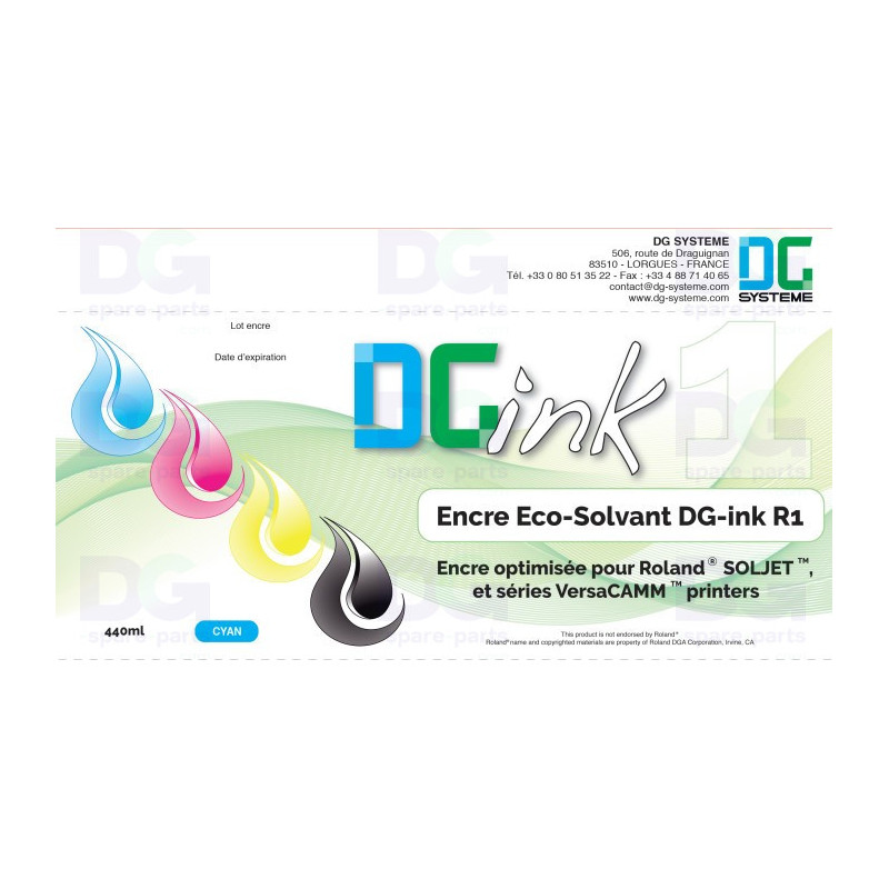 Tinta compatible Roland Eco-Sol Max R1 440 ml | DG