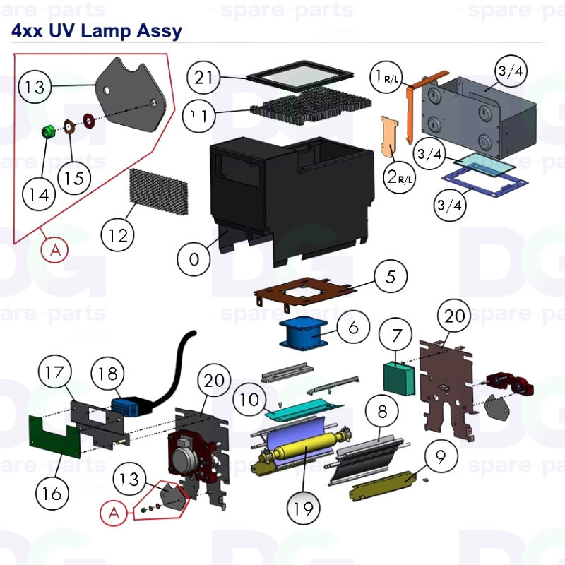 3010121158 – Boîtier Lampe UV 110 mm Arizona 360 / 4xx | Pièce OEM
